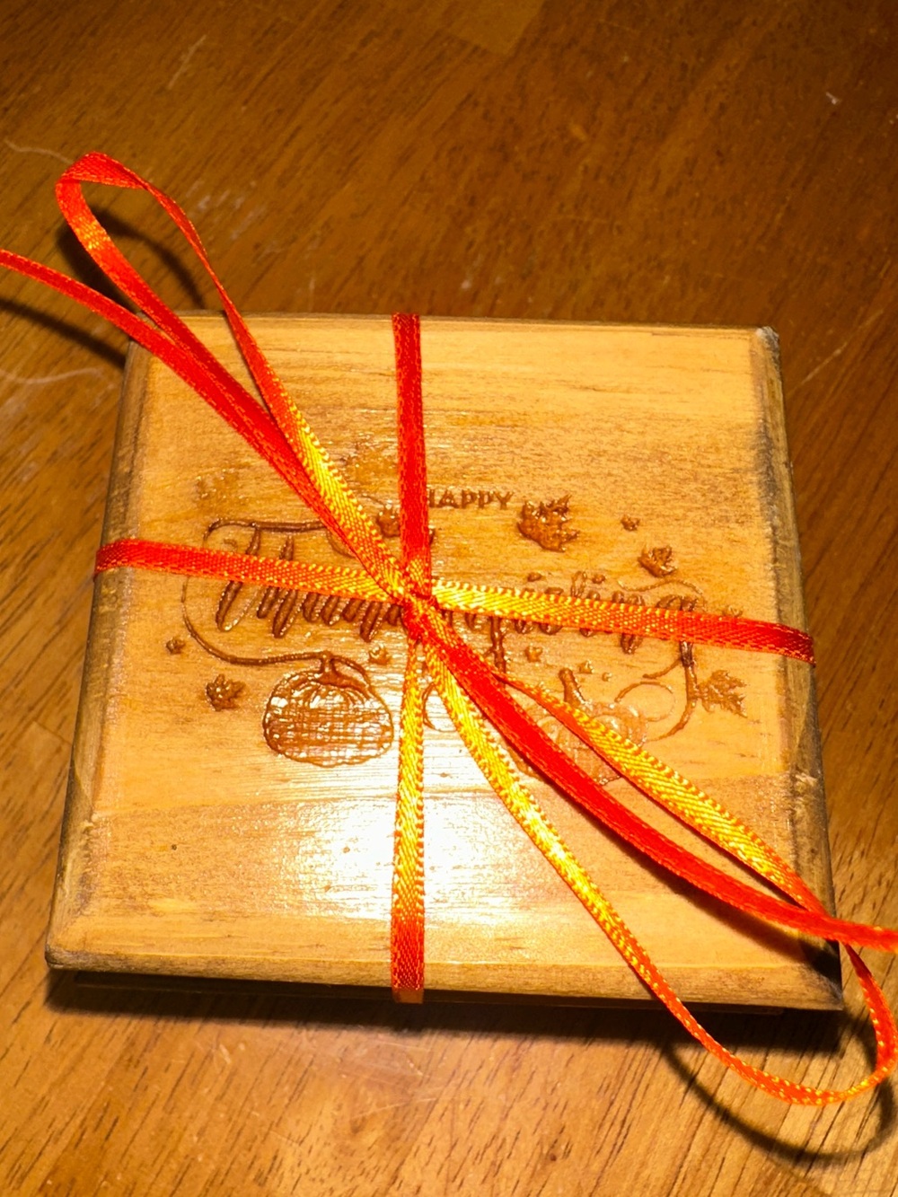 Laser Engraved Wood Thanksgiving Coasters (Set of 4) – 3.25" x 3.25"